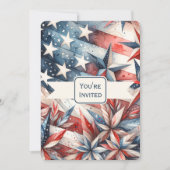 フェスティバルレッドホワイトとブルーパーティの招待状 招待状 (正面)