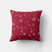 フェスティバルレッドホワイトスノーフレークパターンクリスマス クッション (裏面)