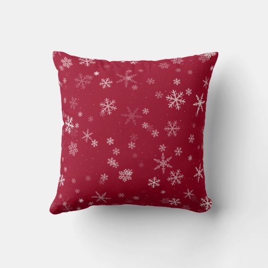 フェスティバルレッドホワイトスノーフレークパターンクリスマス クッション (裏面)