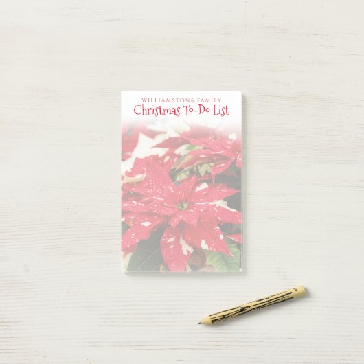 フェスティバルレッドホワイトフローラクリスマスポインセチア ポストイット (デスク上)