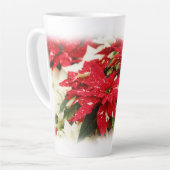 フェスティバルレッドホワイトフローラポインセチア カフェラテマグ (左アングル)