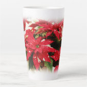 フェスティバルレッドホワイトフローラポインセチア カフェラテマグ (正面)