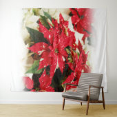 フェスティバルレッドホワイトフローラポインセチア タペストリー (インサイチュ(横))