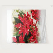 フェスティバルレッドホワイトフローラポインセチア タペストリー (正面(横))