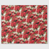 フェスティバルレッドホワイトフローラポインセチア ラッピングペーパー (フラット)