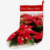 フェスティバルレッドホワイトフローラポインセチア ラージクリスマスストッキング (裏面)