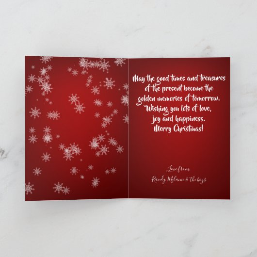 フェスティバルレッドホースポートレートメリークリスマス カード (内部)