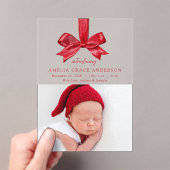 フェスティバルレッドボウアクリルホリデー誕生のお知らせ アクリル招待状 (インサイチュ (ポータブル))