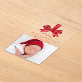 フェスティバルレッドボウアクリルホリデー誕生のお知らせ アクリル招待状 (レイダウン)