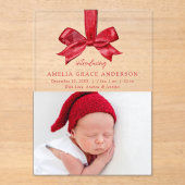 フェスティバルレッドボウアクリルホリデー誕生のお知らせ アクリル招待状 (正面)