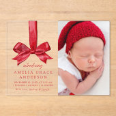 フェスティバルレッドボウアクリルホリデー誕生のお知らせ アクリル招待状 (正面)