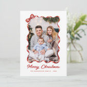 フェスティバルレッドボウリボンのクリスマスフォト シーズンカード (スタンド正面)