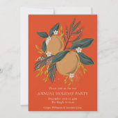 フェスティバルレッドボタニカルビジネスホリデーパーティー 招待状 (正面)