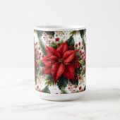フェスティバルレッドポインセチアと金ゴールドクリスマスマグ コーヒーマグカップ (中央)