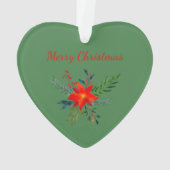 フェスティバルレッドポインセチアのクリスマスフローラ写真 オーナメント (裏面)