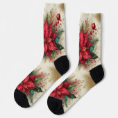 フェスティバルレッドポインセチアグリッターフローラクルーソックス ソックス (左)