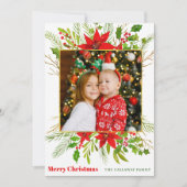 フェスティバルレッドポインセチアフローラクリスマスキッズフォト シーズンカード (正面)