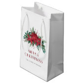 フェスティバルレッドポインセチアフローラクリスマス スモールペーパーバッグ (裏面アングル)