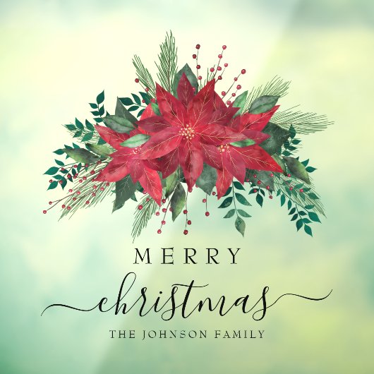 フェスティバルレッドポインセチアフローラメリークリスマス ウィンドウサイン (シート3)