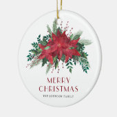 フェスティバルレッドポインセチアフローラメリークリスマス セラミックオーナメント (左)