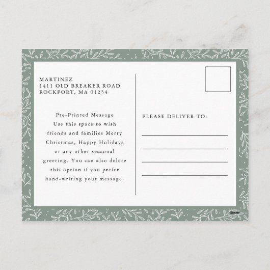 フェスティバルレッドポインセチアフローラ写真 シーズンポストカード (裏面)