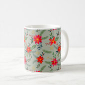 フェスティバルレッドポインセチアフローラ コーヒーマグカップ (正面右)