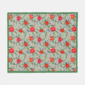 フェスティバルレッドポインセチアフローラ フリースブランケット (正面(横))