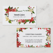 フェスティバルレッドポインセチア花クリスマスベーカリー 名刺 (正面/裏面)