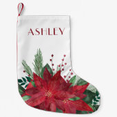 フェスティバルレッドポインセチア・クリスマス スモールクリスマスストッキング (正面)