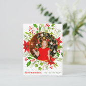 フェスティバルレッドポインセチアChristmas Kids写真 シーズンポストカード (スタンド正面)