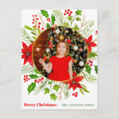フェスティバルレッドポインセチアChristmas Kids写真 シーズンポストカード (正面)