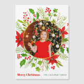 フェスティバルレッドポインセチアChristmas Photo Magnet Card (正面)