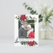 フェスティバルレッドポインセティアクリスマスグリーティングホリデー ポストカード (スタンド正面)
