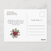 フェスティバルレッドポインセティアクリスマスグリーティングホリデー ポストカード (裏面)