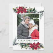 フェスティバルレッドポインセティアクリスマスグリーティング2写真 シーズンカード (正面)