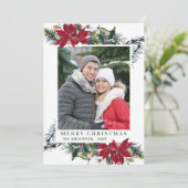 フェスティバルレッドポインセティアクリスマスグリーティング2写真 シーズンカード (スタンド正面)