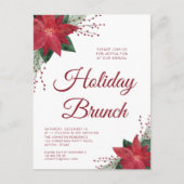 フェスティバルレッドポインセティアクリスマスブランチ招待状 ポストカード (正面)