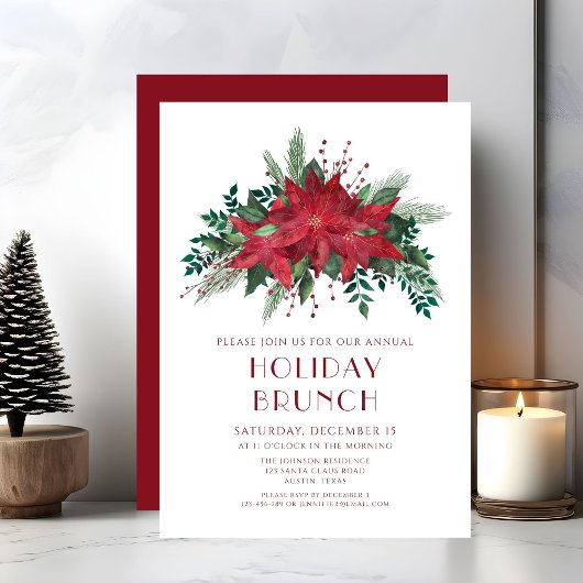 フェスティバルレッドポインセティアクリスマスブランチ 招待状