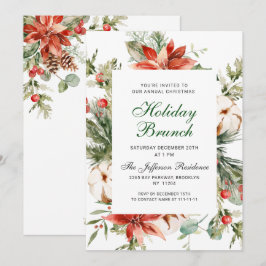 フェスティバルレッドポインセティアクリスマスホリデーブランチ 招待状