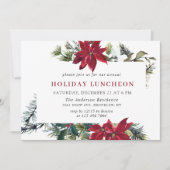 フェスティバルレッドポインセティアクリスマスホリデーランチョン 招待状 (正面)