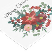 フェスティバルレッドポインセティアクリスマスホリデー ショートテーブルランナー (コーナー)