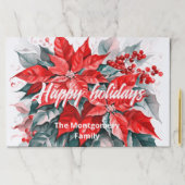 フェスティバルレッドポインセティアクリスマス紙ランチョンマット ペーパーパッド (インサイチュ)