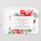 フェスティバルレッドポインセティアホリデークリスマスパーティー 招待状 (正面)