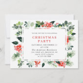フェスティバルレッドポインセティアホリデークリスマスパーティー 招待状 (正面)