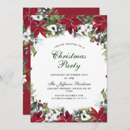 フェスティバルレッドポインセティアホリデークリスマスパーティー 招待状