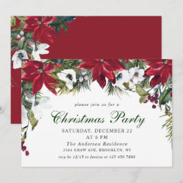 フェスティバルレッドポインセティアホリデークリスマスパーティー 招待状