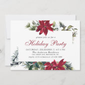 フェスティバルレッドポインセティアホリデークリスマスパーティー 招待状 (正面)