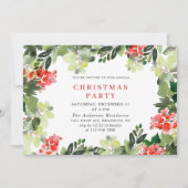 フェスティバルレッドポインセティアホリデークリスマスパーティー 招待状 (正面)