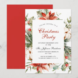 フェスティバルレッドポインセティアホリデークリスマスパーティー 招待状