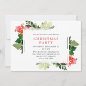 フェスティバルレッドポインセティアホリデークリスマスパーティー 招待状 (正面)